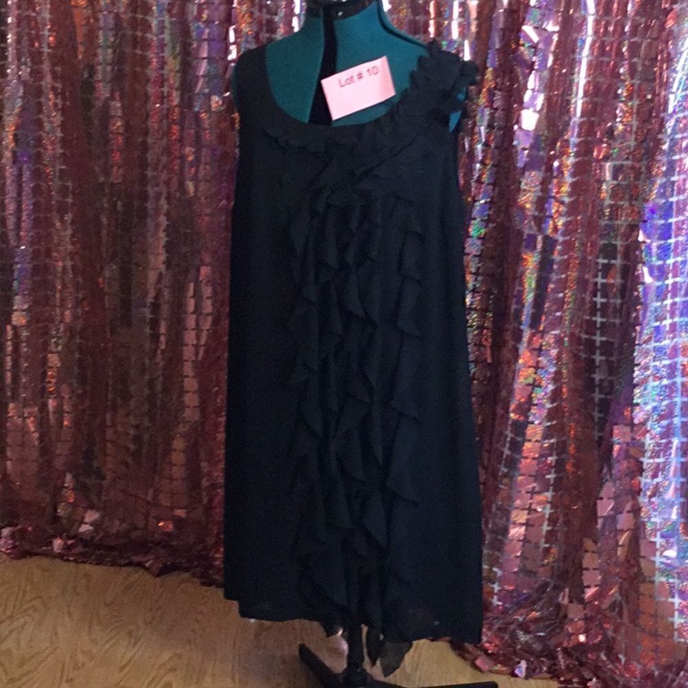 LANE BRYANT black dress with ruffled front, sleeveless, size 20